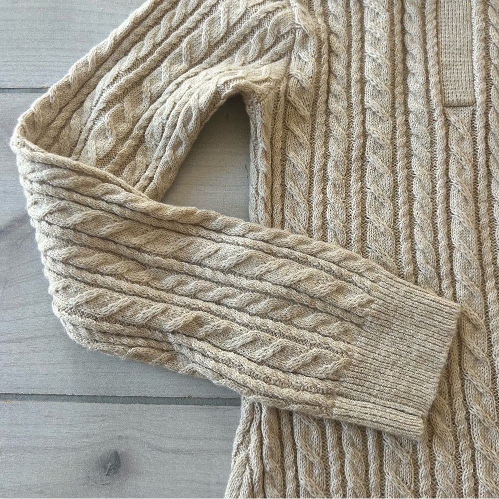 NWOT Abercrombie Kids Taupe Beige Cable Knit Ribbed Long Sleeve Sweater Dress - Picture 3 of 4